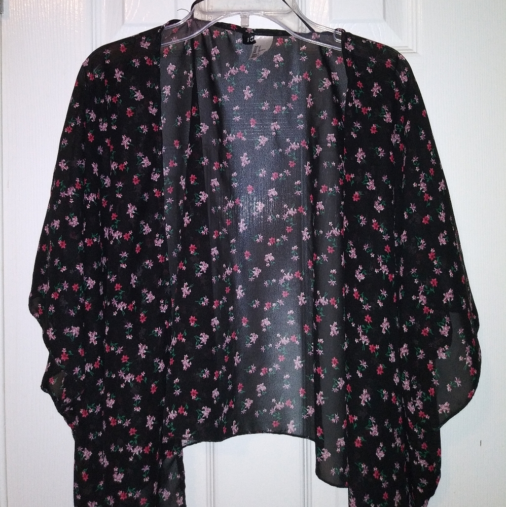 Black with colorful flowers cover up